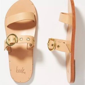 Anthropologie BEEK Maleo handmade tan sandals Womens size 6- VGUC